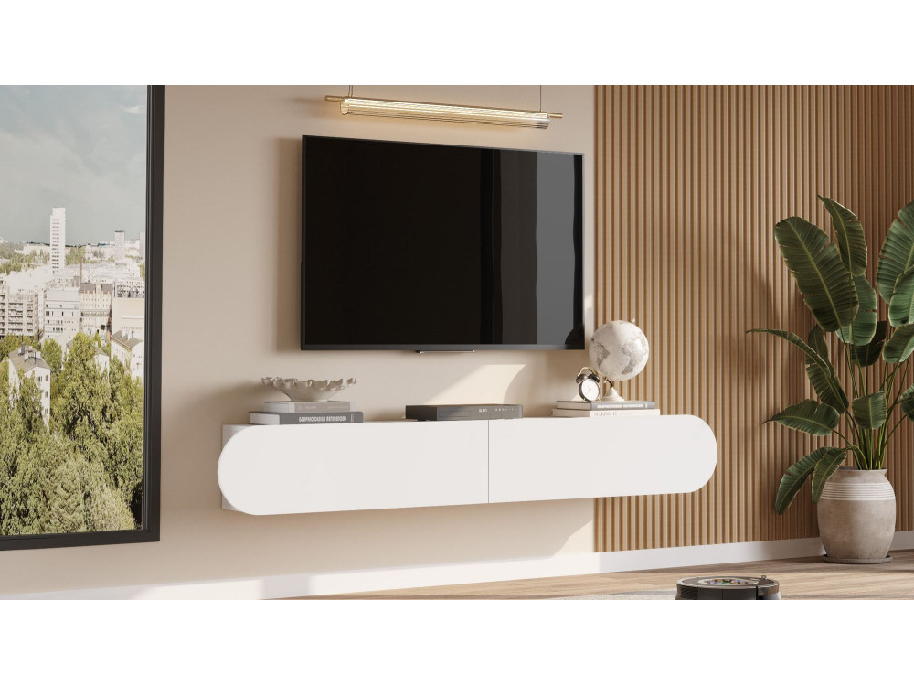 Porta TV in legno "LUM1" - 180 x 31 x 29 cm - Bianco