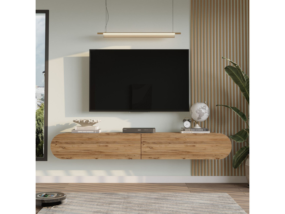 Porta TV in legno "LUM1" - 180 x 31 x 29 cm - Marrone