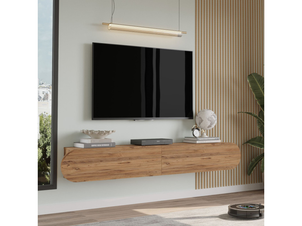 Porta TV in legno "LUM1" - 180 x 31 x 29 cm - Marrone