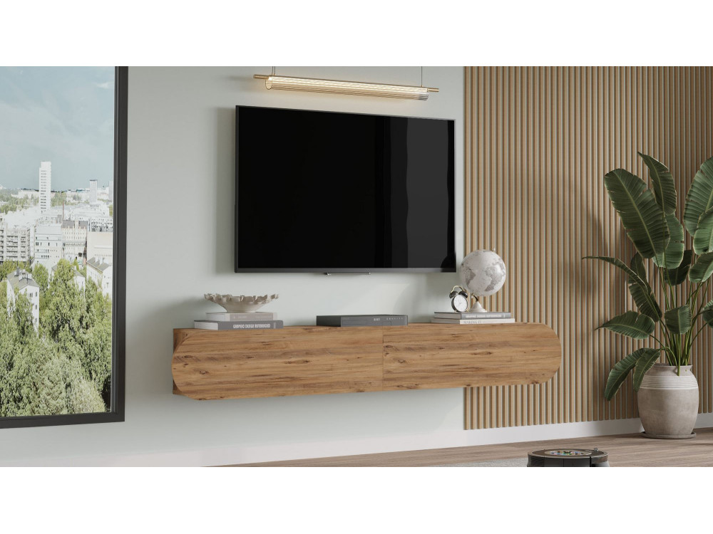 Porta TV in legno "LUM1" - 180 x 31 x 29 cm - Marrone