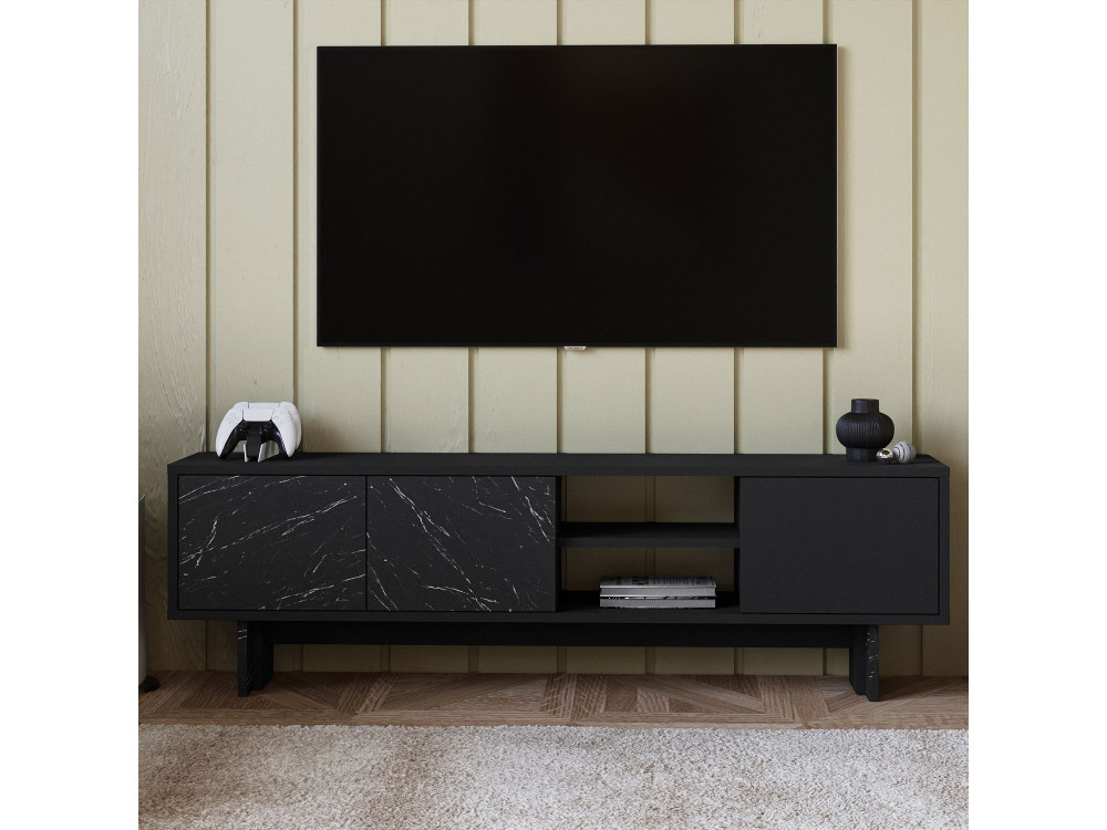 Porta TV in legno "Ravello" - 150 x 30 x 45 cm - Nero