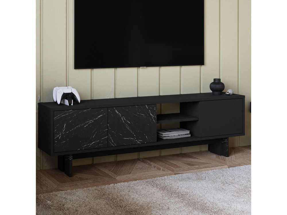 Porta TV in legno "Ravello" - 150 x 30 x 45 cm - Nero