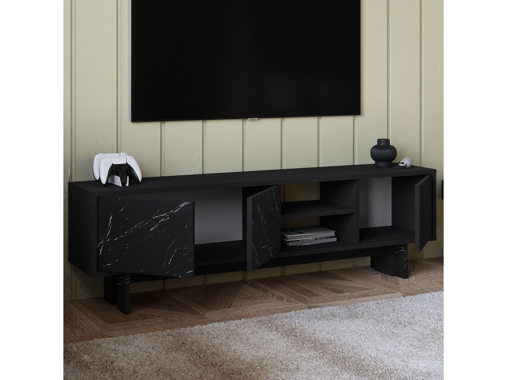 Porta TV in legno "Ravello" - 150 x 30 x 45 cm - Nero