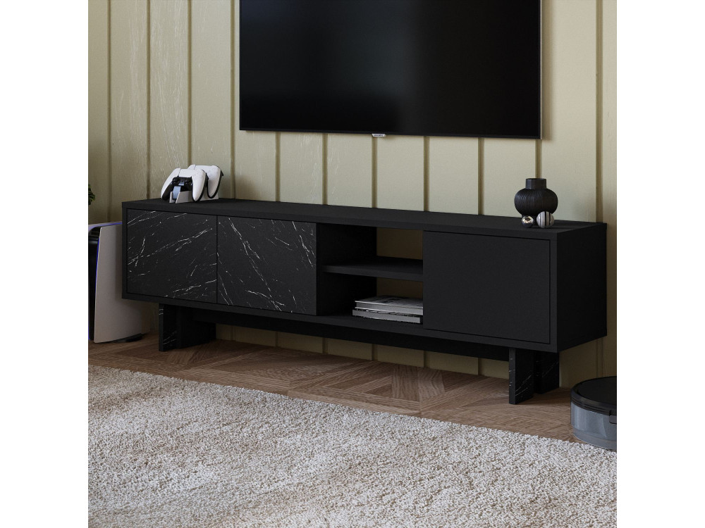 Porta TV in legno "Ravello" - 150 x 30 x 45 cm - Nero