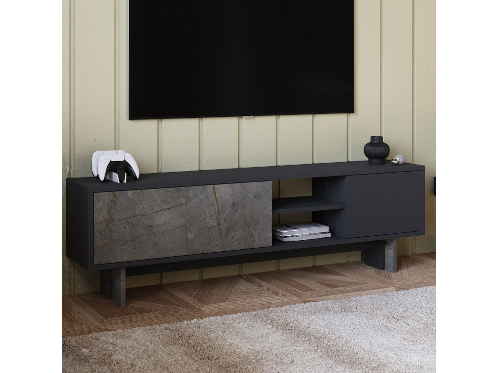 Mobile TV in legno "Ravello" - 150 x 30 x 45 cm - Grigio antracite