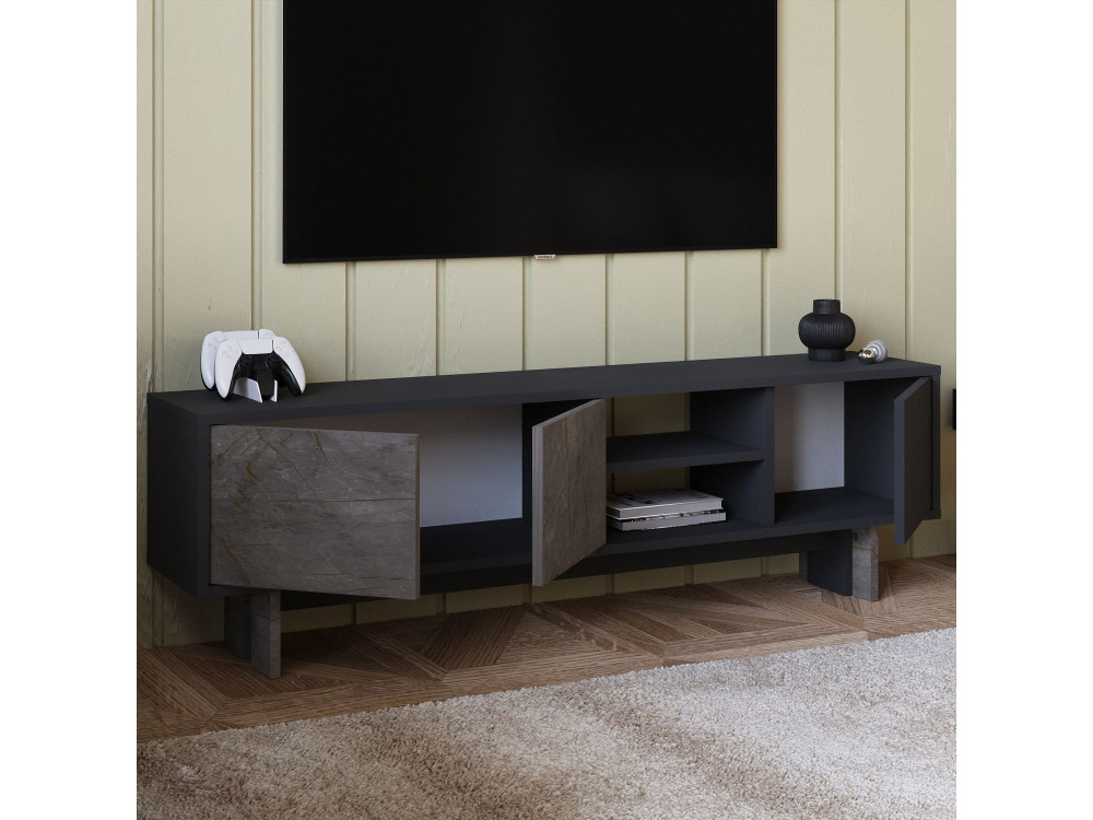 Mobile TV in legno "Ravello" - 150 x 30 x 45 cm - Grigio antracite