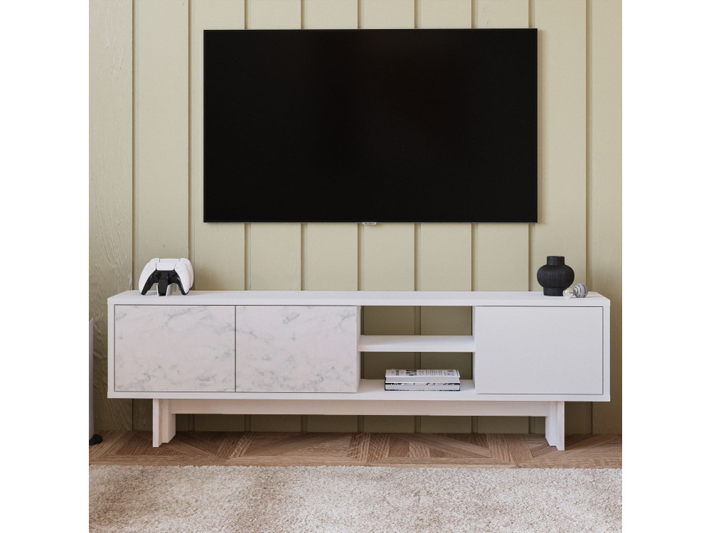 Porta TV in legno "Ravello" - 150 x 30 x 45 cm - Bianco