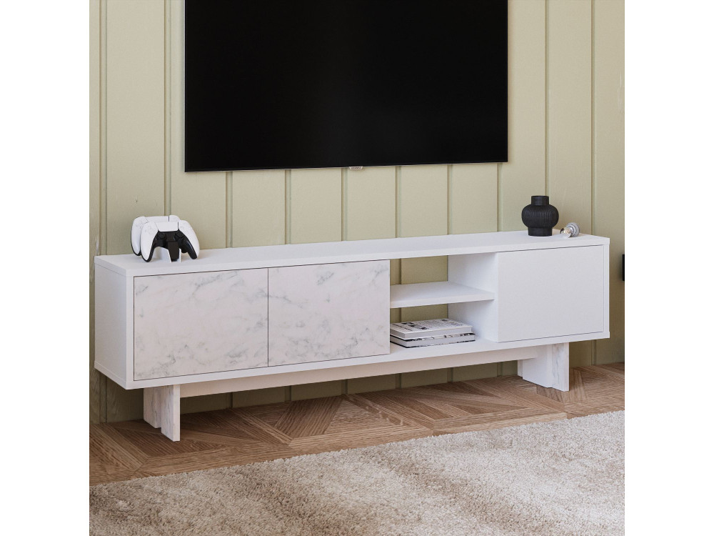 Porta TV in legno "Ravello" - 150 x 30 x 45 cm - Bianco