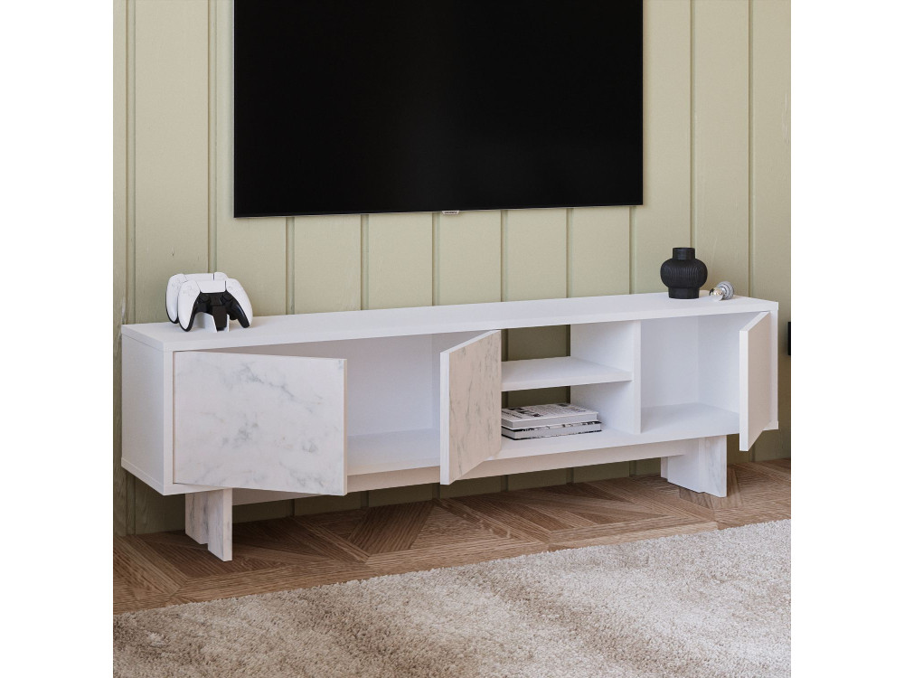Porta TV in legno "Ravello" - 150 x 30 x 45 cm - Bianco