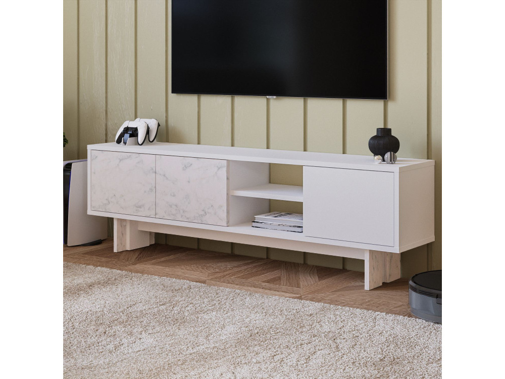 Porta TV in legno "Ravello" - 150 x 30 x 45 cm - Bianco
