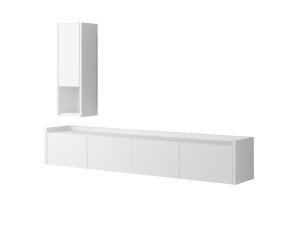 Mobile TV in legno "Sema" con mensola a muro - 160 x 30 x 35 cm - Bianco