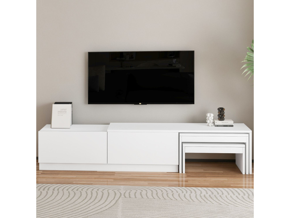Porta TV in legno "Nest" - 180 x 30 x 36 cm - Bianco