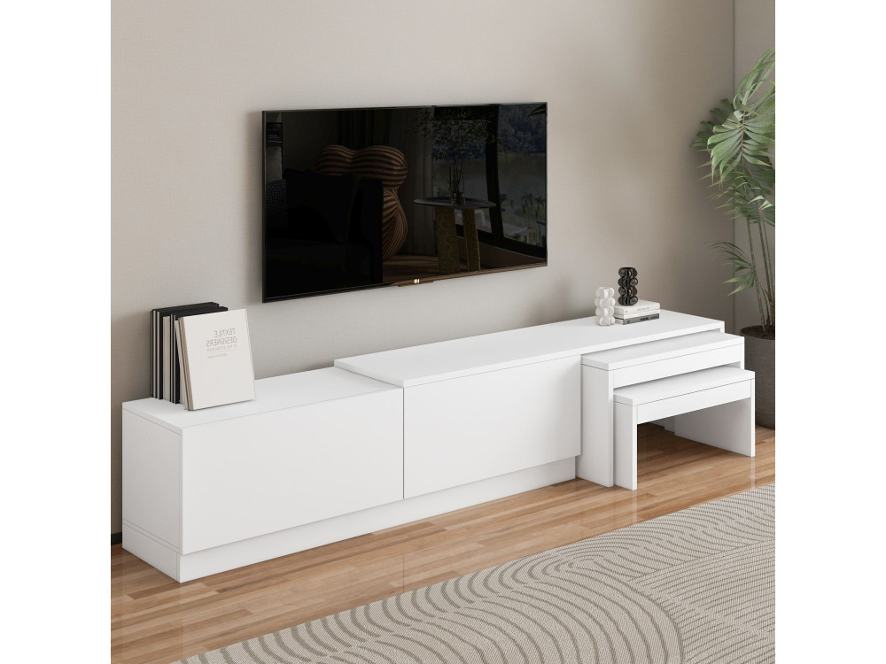 Porta TV in legno "Nest" - 180 x 30 x 36 cm - Bianco