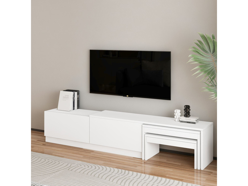 Porta TV in legno "Nest" - 180 x 30 x 36 cm - Bianco