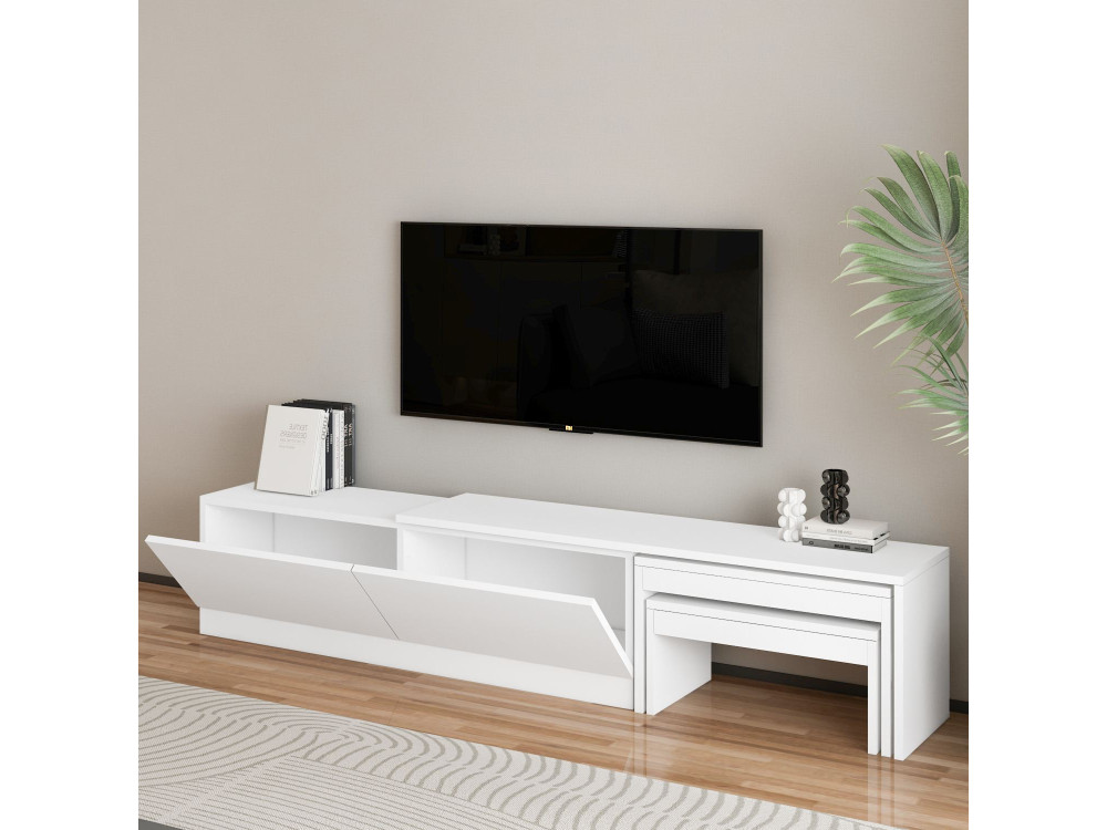 Porta TV in legno "Nest" - 180 x 30 x 36 cm - Bianco