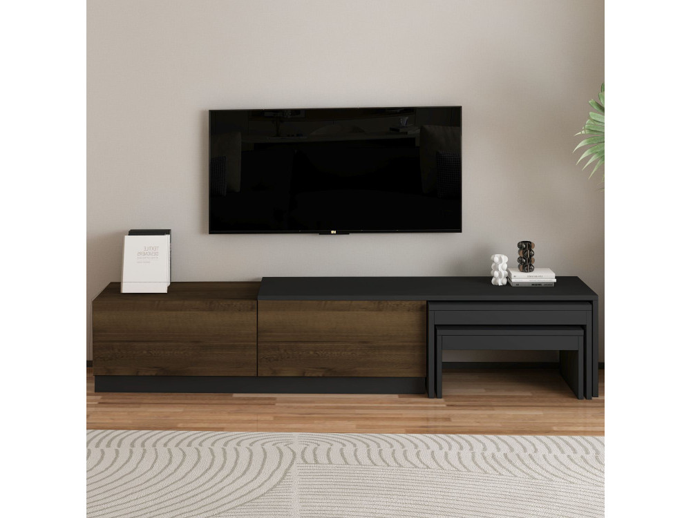 Porta TV in legno "Nest" - 180 x 30 x 36 cm - Marrone