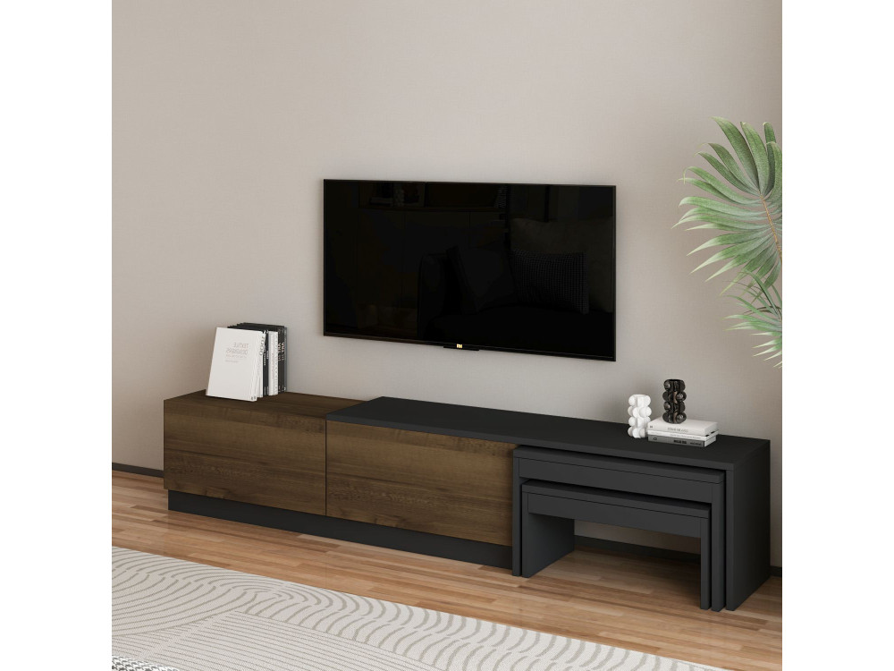 Porta TV in legno "Nest" - 180 x 30 x 36 cm - Marrone