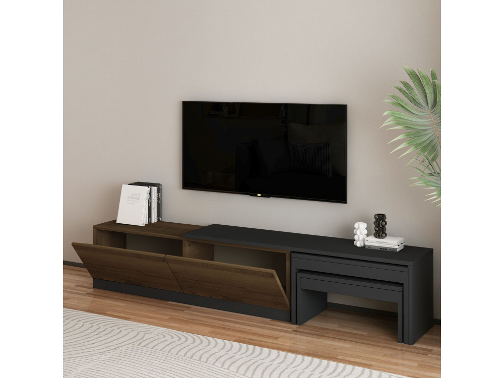 Porta TV in legno "Nest" - 180 x 30 x 36 cm - Marrone