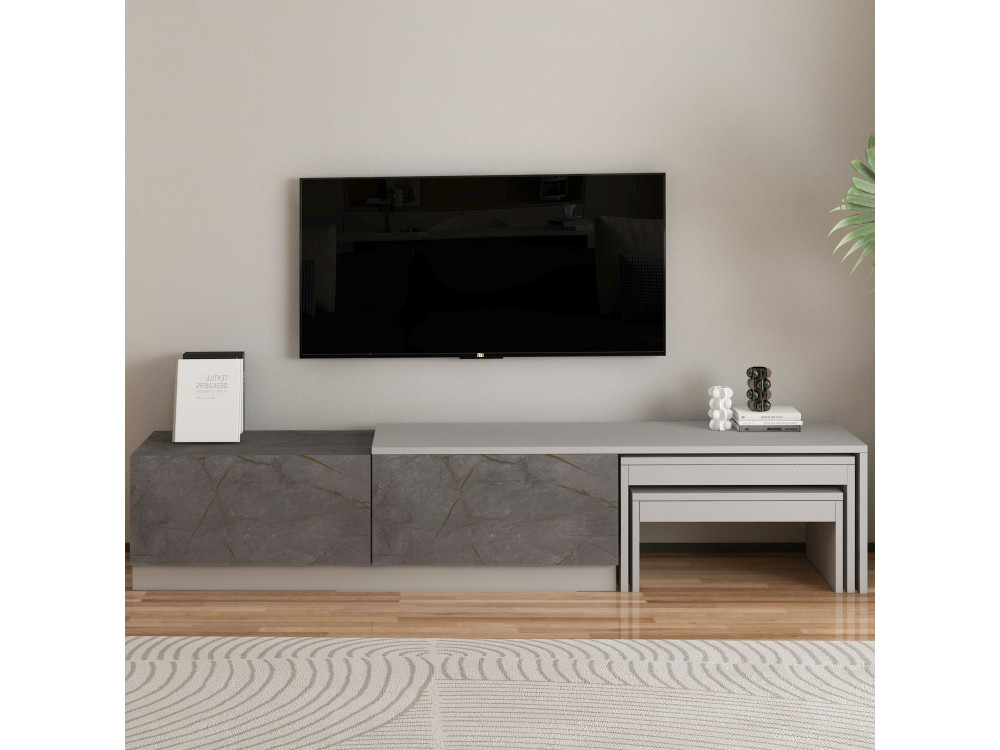 Porta TV in legno "Nest" - 180 x 30 x 36 cm - Grigio