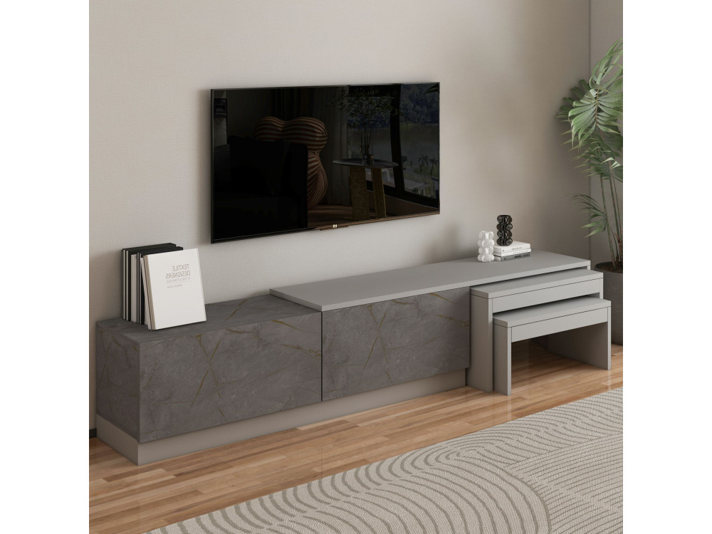Porta TV in legno "Nest" - 180 x 30 x 36 cm - Grigio