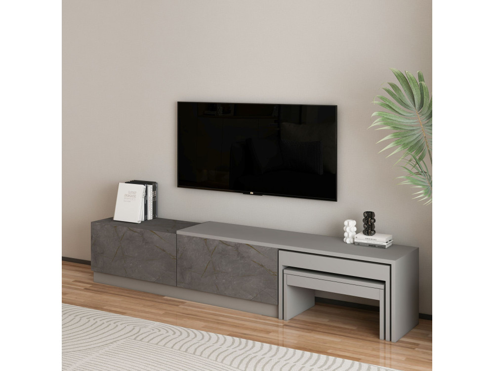 Porta TV in legno "Nest" - 180 x 30 x 36 cm - Grigio