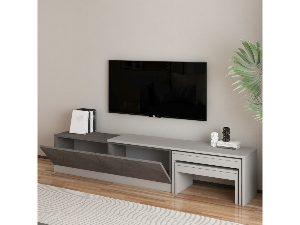 Porta TV in legno "Nest" - 180 x 30 x 36 cm - Grigio