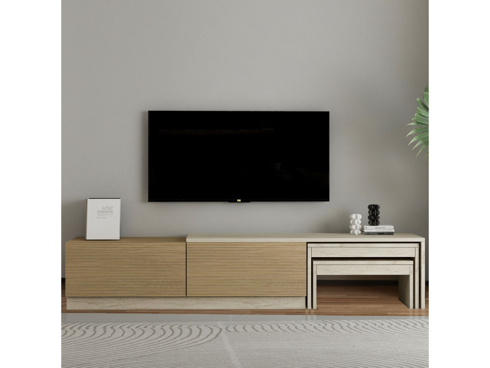 Porta TV in legno "Nest" - 180 x 30 x 36 cm - Beige