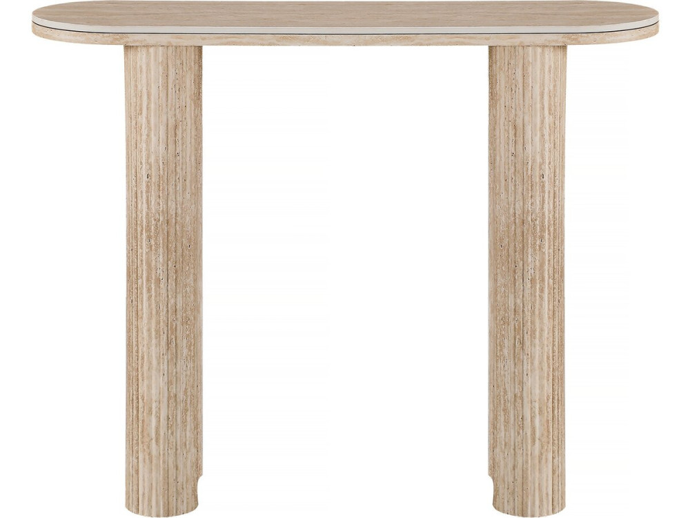 Consolle in travertino e ceramica "Alba" - 100 x 30 x 80 cm - Marrone