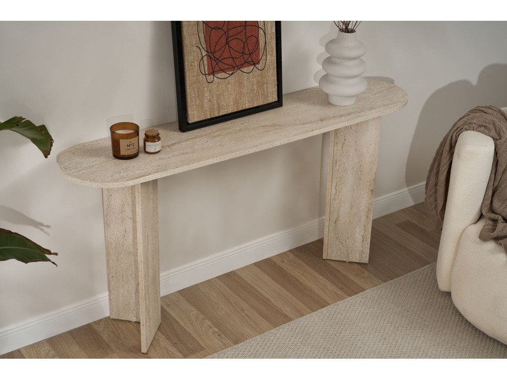 Consolle in legno "Sira" - 150 x 35 x 75 cm - Travertino
