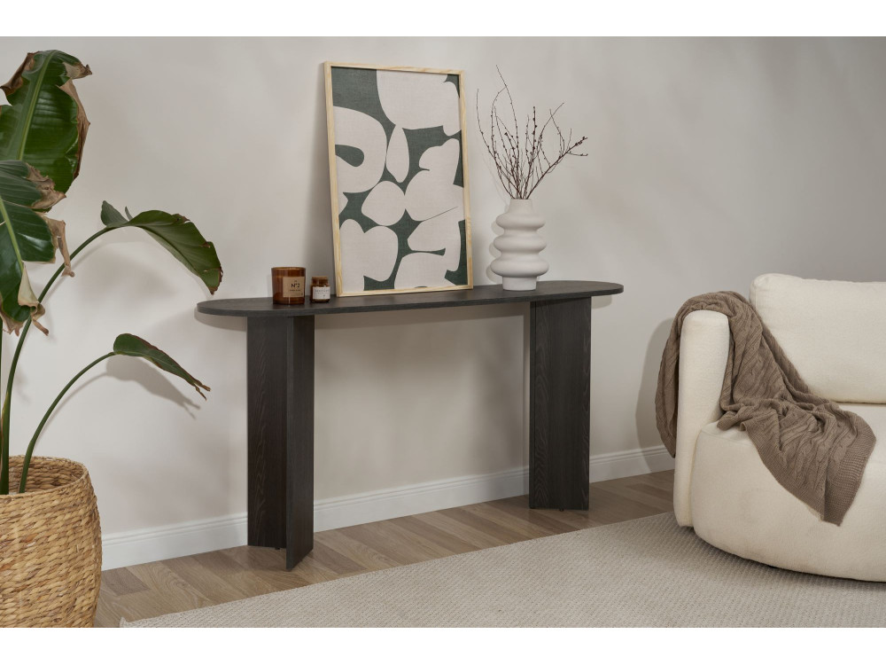 Consolle in legno "Sira" - 150 x 35 x 75 cm - Nero Chiaro