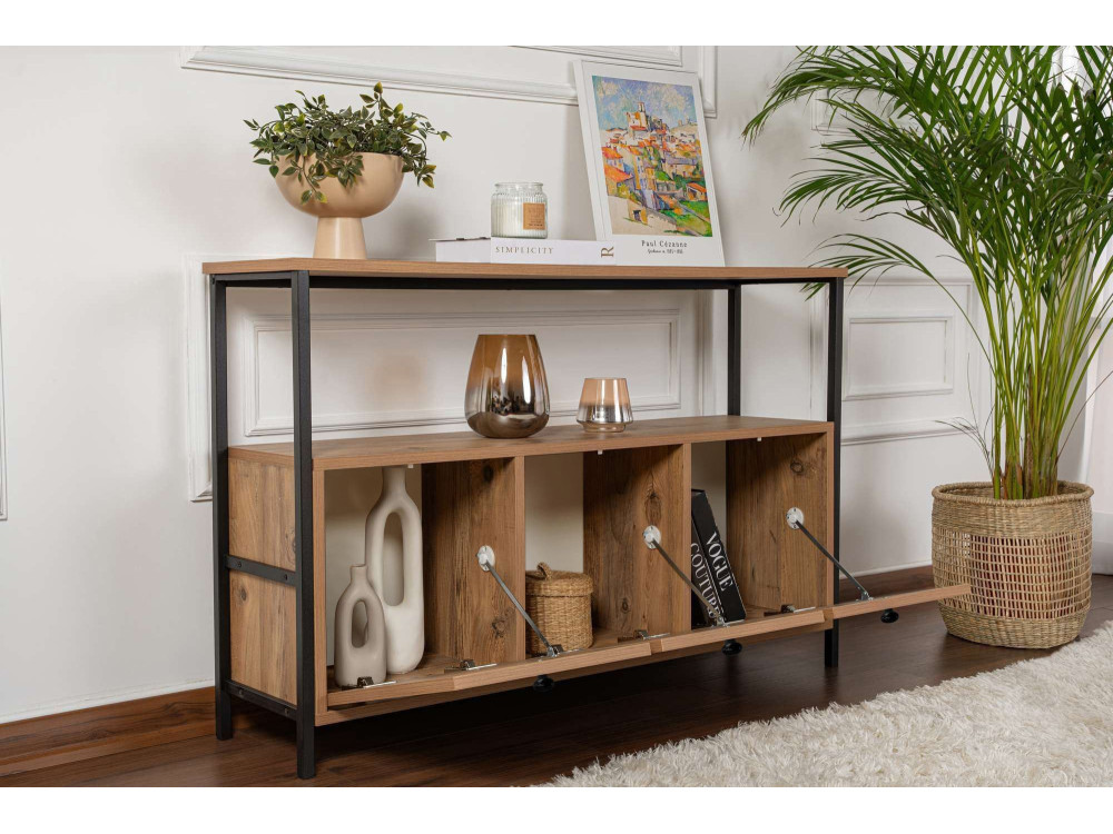 Consolle in legno "Solace" - 120 x 29 x 77 cm - Pino Atlantico Nero