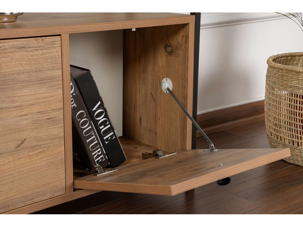 Consolle in legno "Solace" - 120 x 29 x 77 cm - Pino Atlantico Nero