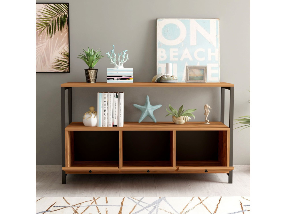 Credenza in legno "Nero" - 120 x 30 x 75 cm - Pino nero Atlantic