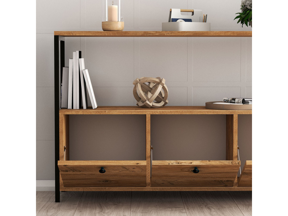 Credenza in legno "Nero" - 120 x 30 x 75 cm - Pino nero Atlantic