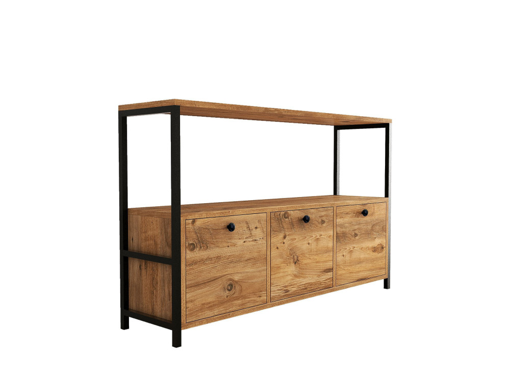 Credenza in legno "Nero" - 120 x 30 x 75 cm - Pino nero Atlantic