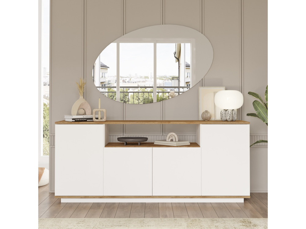Credenza in legno "FR15" - 180 x 44 x 75 cm - Pino Atlantico Bianco