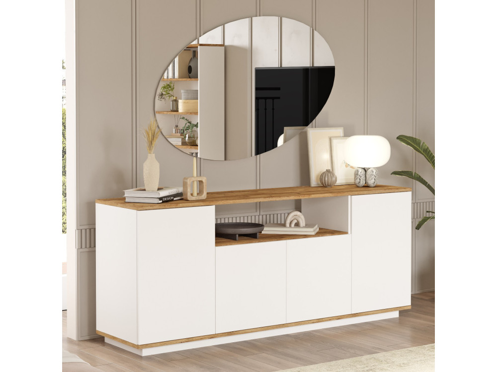 Credenza in legno "FR15" - 180 x 44 x 75 cm - Pino Atlantico Bianco