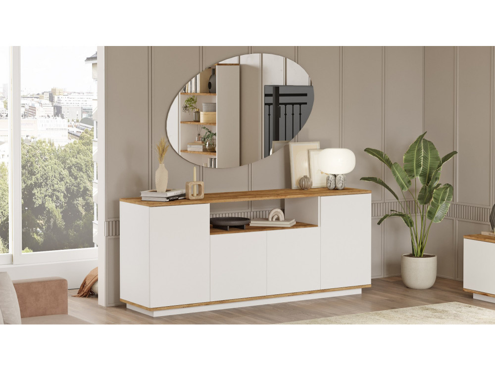 Credenza in legno "FR15" - 180 x 44 x 75 cm - Pino Atlantico Bianco