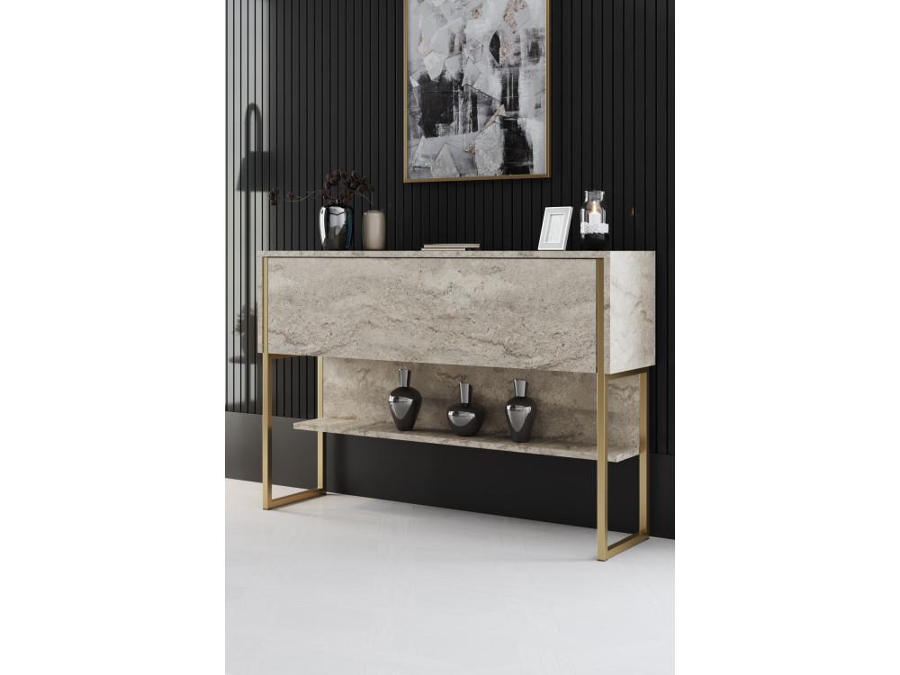 Consolle in legno "Luxe" - 120 x 30 x 80 cm - Travertino oro