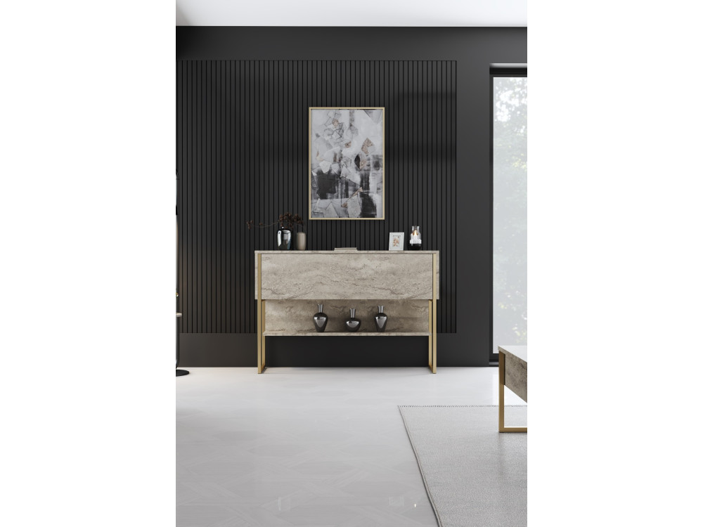 Consolle in legno "Luxe" - 120 x 30 x 80 cm - Travertino oro