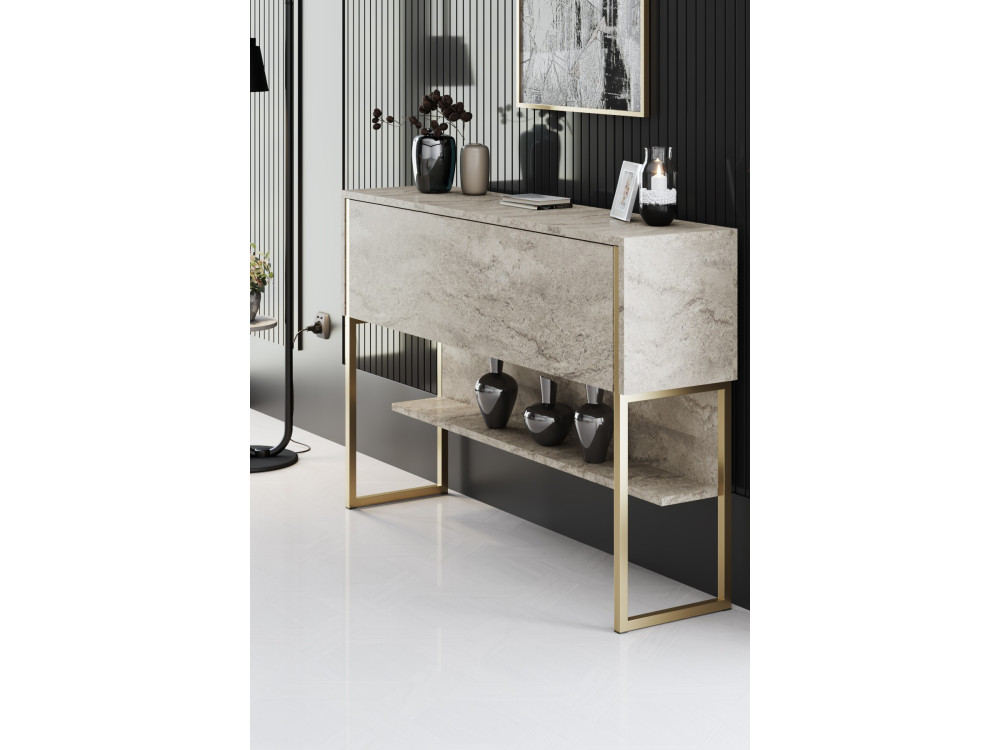 Consolle in legno "Luxe" - 120 x 30 x 80 cm - Travertino oro