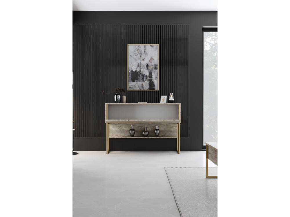 Consolle in legno "Luxe" - 120 x 30 x 80 cm - Travertino oro