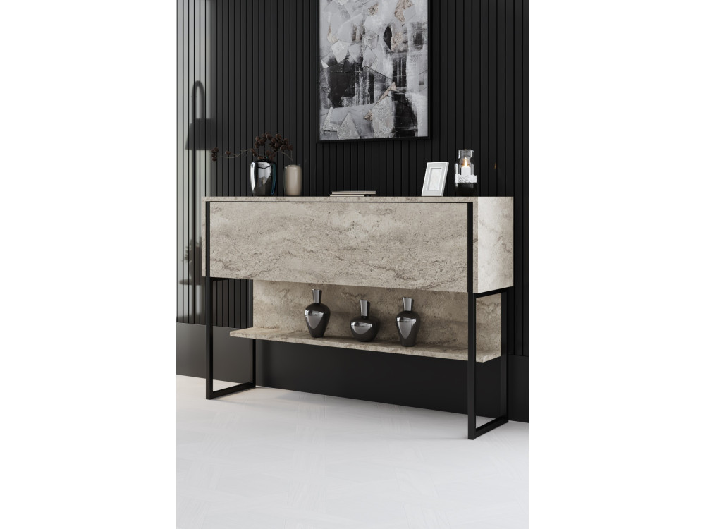 Consolle in legno "Luxe" - 120 x 30 x 80 cm - Travertino nero