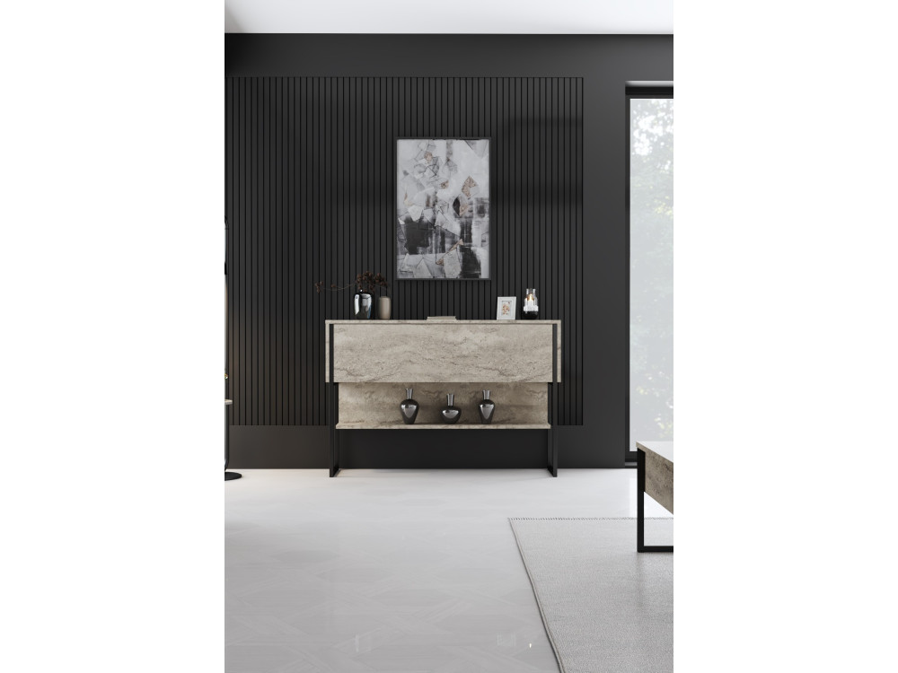 Consolle in legno "Luxe" - 120 x 30 x 80 cm - Travertino nero