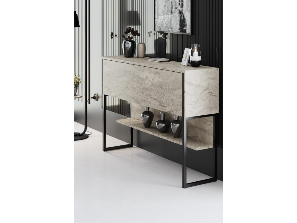 Consolle in legno "Luxe" - 120 x 30 x 80 cm - Travertino nero