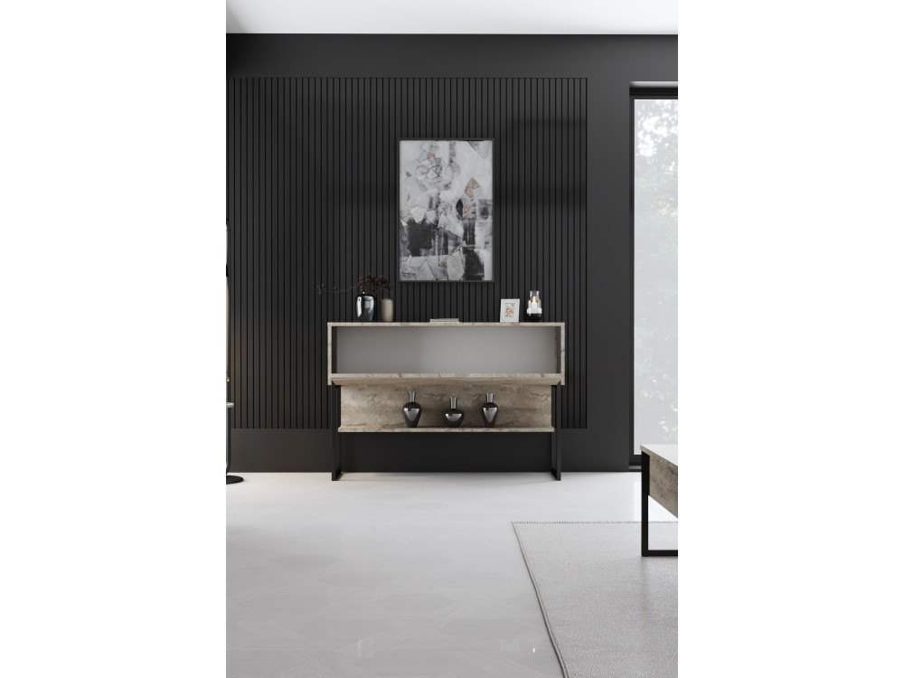 Consolle in legno "Luxe" - 120 x 30 x 80 cm - Travertino nero