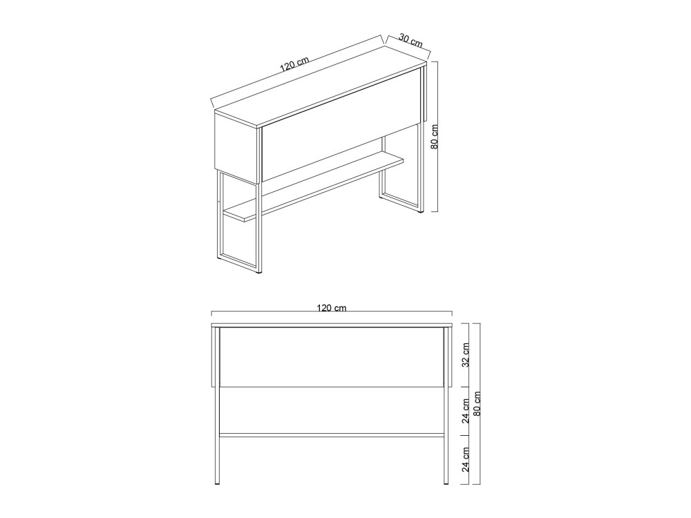 Consolle in legno "Luxe" - 120 x 30 x 80 cm - Travertino nero