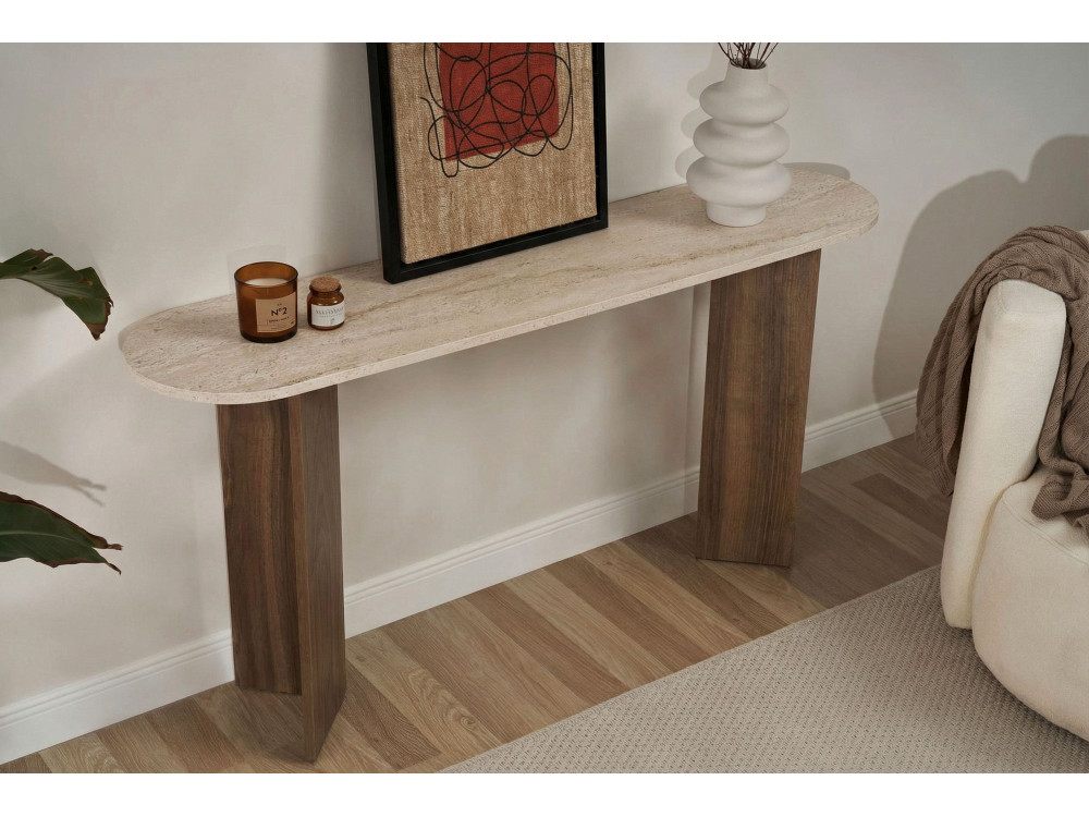 Consolle in legno "Sira" - 150 x 35 x 75 cm - Travertino