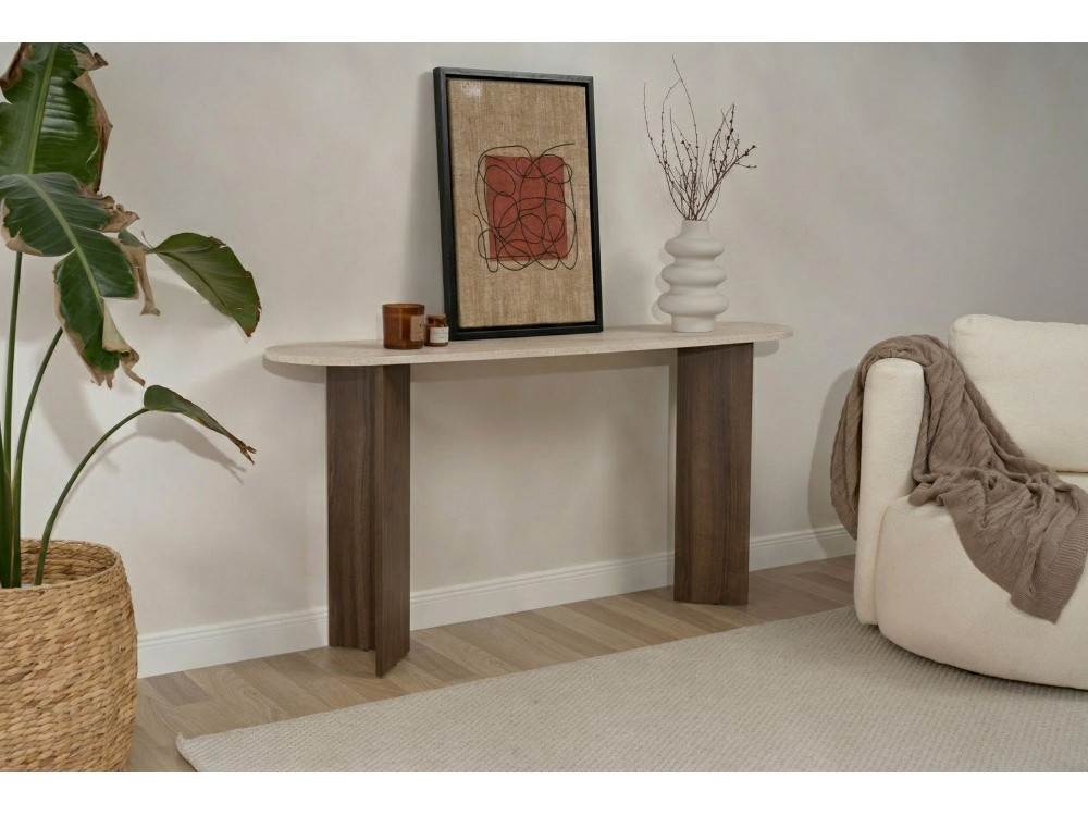 Consolle in legno "Sira" - 150 x 35 x 75 cm - Travertino