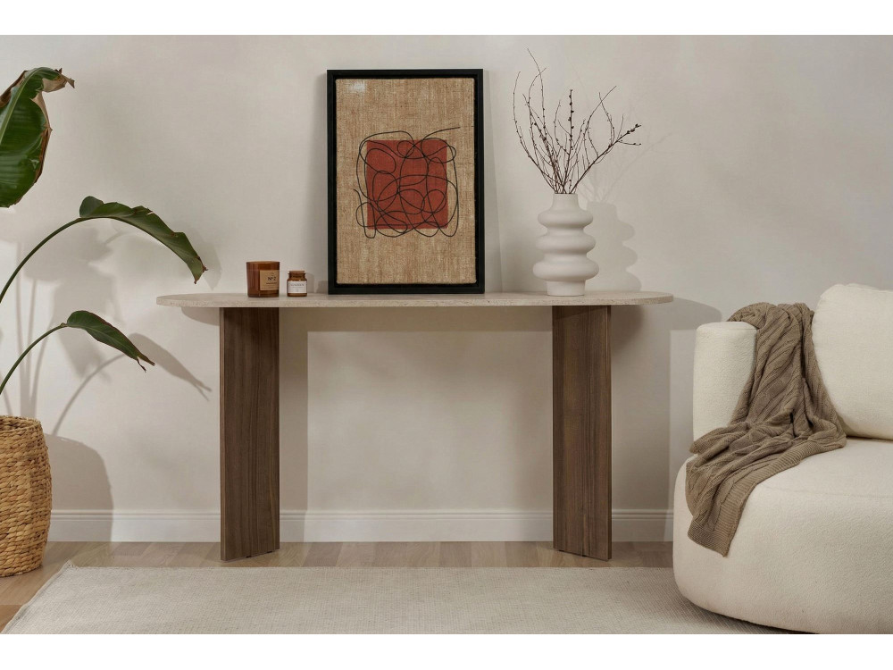 Consolle in legno "Sira" - 150 x 35 x 75 cm - Travertino